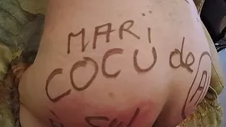 Writing on cuckold ass