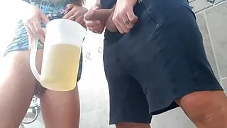 Golden bath of my pee and my stepdaddy's pee, 5 liters!!!