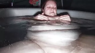 having some fun in the hot tub. NO SOUND