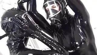 Black Catsuit Girls Gasmask