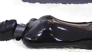 Cute Asian girl, Latex vacuum bag and mask