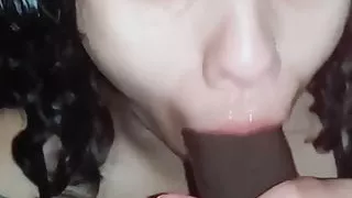 Latina girls eyes roll while sucking bbc