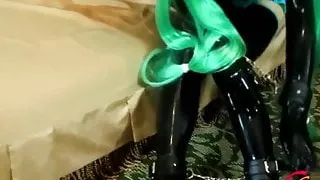 Latex Kigurumi Miku Masturbation