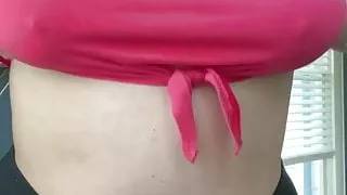 Curvy girl shows her tits and butt