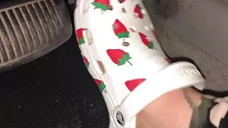 My girlfriend pedal pumping in crocs