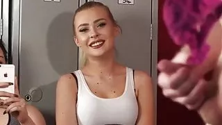 Fetish babes mocking creepy dude