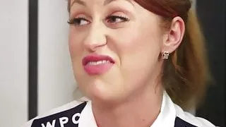 Uniformed police mistresses suck and stroke