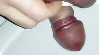 tied testicles and creampie
