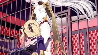 Ningguang is strapon fucked by Fischl. Genshin impact Hentai