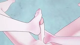 Nami foot fucks you on the beach from your POV. One Piece.