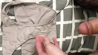 Cumming on my GFs dirty panties, wearing sexy bodystocking