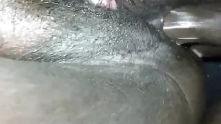 Close-up of a black girl deeply sodomized