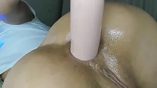 The girl shows her gorgeous pussy