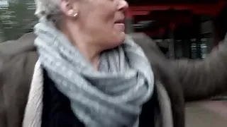 Chesty mature Bree pissing in public