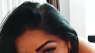 Sexy curvy brunette fucks hard