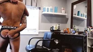 Teaser FTM Trip Richards sucks and fucks in Salon chair