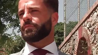 Hot hunk Jay Roberts fucked bareback by his sexy suit man