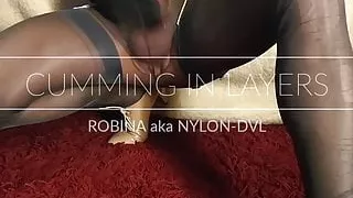 Nylon against my cock makes me cum