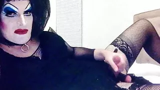 Heavy Makeup Sissy SlutDebra strokes herself for web fans