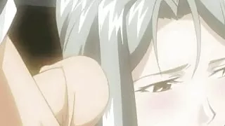 Anime classmate slides big cock between milk-filled tits
