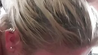 Blonde girl sucks my dick