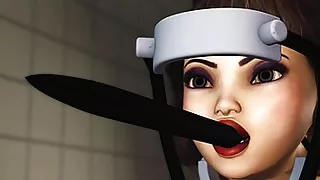 Big black man plays with a hot brunette in cuffs in jail