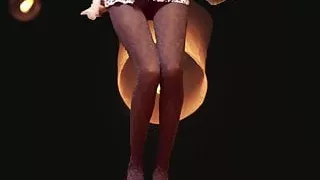 Slender Legs of a Girl Dancing in Pantyhose to house music