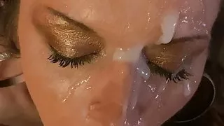 Submissive MILF takes huge sticky facial