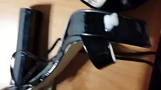 Fucking and cum on black heels