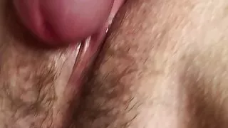 Close up hairy pussy cum cover