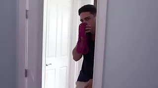 MILF Gia Grace punishes her stepson by sucking his big dick