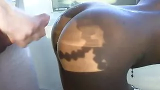 Cum on Ebony back