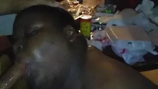 CHARMANE Sucks my dick nice and slow and catches BIG LOAD