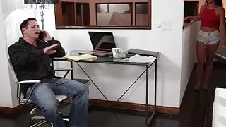 Bratty stepdaughter gets big daddy's dong