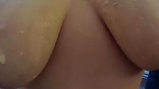 Hubby Downstairs Working While The Neighbour Coats My Tits