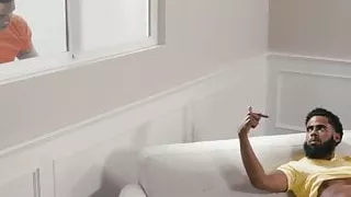 Bearded hunk West masturbates his throbbing BBC during sex