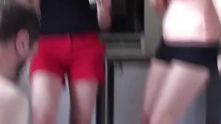 Kitchen humiliatrix spitting for slave Joschi