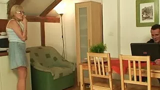 Skinny old mother inlaw ride his cock