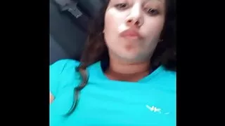 beautiful hot young woman masturbating in the backseat of a car