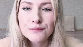 POV Sexy Girlfriend Gives Blowjob after Work - Cum in Mouth
