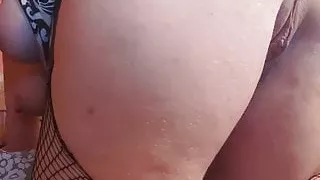 Doggy squirt from anal play