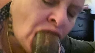 Granny deepthroat, gumjob and facial with 9 inch Black cock