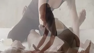 Naked black guy cums in her hands