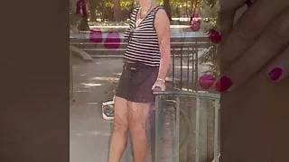 On a hot summer's day, put on miniskirt, and no panties