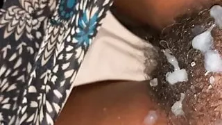 Cum shot on black granny hairy pussy