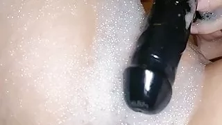 Girl Plays with Favorite Sex Toy - Big Dildo - Closeup