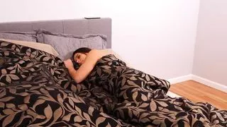 Stepson fucks his mom silently while step dad is taking rest.