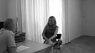 Blonde secretary rides her boss's cock