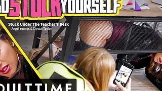 Babe Caught Her MILF Teacher Stuck Under the Desk