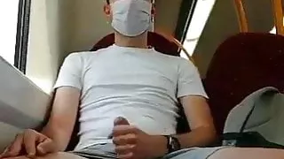 twink from Australia jerking off on a tram